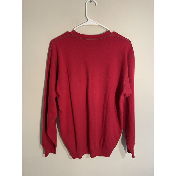 Bernini Sweater Mens Size 52 Cashmere Wool Blend Made in Italy Red - Picture 4 of 7